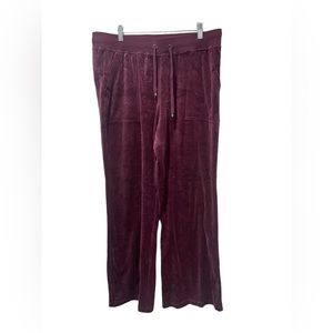 MarlaWynne burgundy size XL velour lounge sweat pants NWT